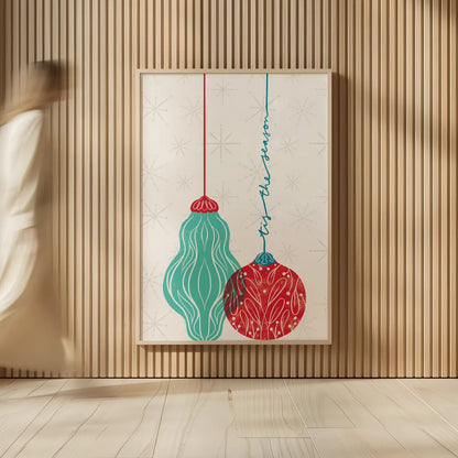 Retro Ornaments III by Becky Thorns. shown as over sized large wall art. Available as an archival giclee rolled canvas, fine art paper, or poster print. SKU 74336h.