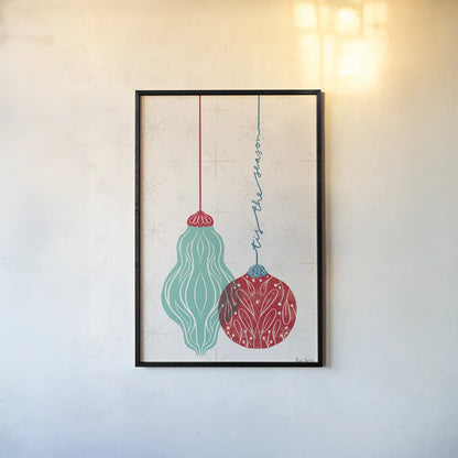 Retro Ornaments III by Becky Thorns. shown as a paper print in a black flame. Available as a archival giclee rolled canvas, fine art paper, or poster print. SKU 74336h.