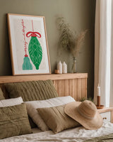 Retro Ornaments IV by Becky Thorns. shown as a paper print in a natural frame. Available as a archival giclee rolled canvas, fine art paper, or poster print. SKU 74337h.