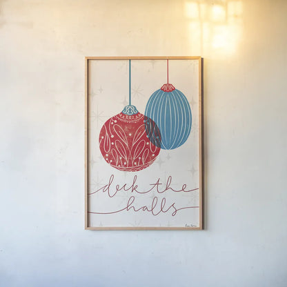 Retro Ornaments V by Becky Thorns. shown as a paper print in a natural frame. Available as a archival giclee rolled canvas, fine art paper, or poster print. SKU 74338h.