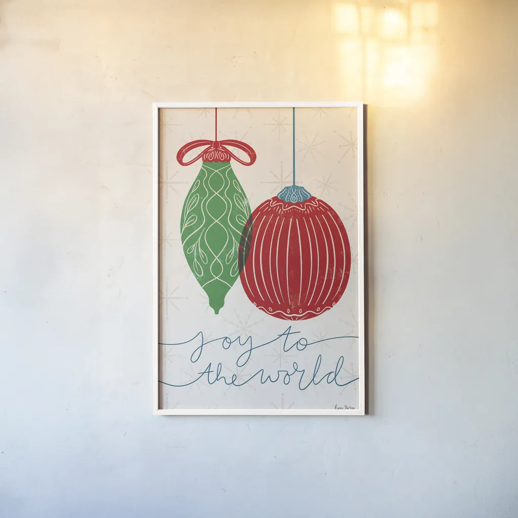 Retro Ornaments VI by Becky Thorns. shown as a paper print in a white frame. Available as a archival giclee rolled canvas, fine art paper, or poster print. SKU 74339h.