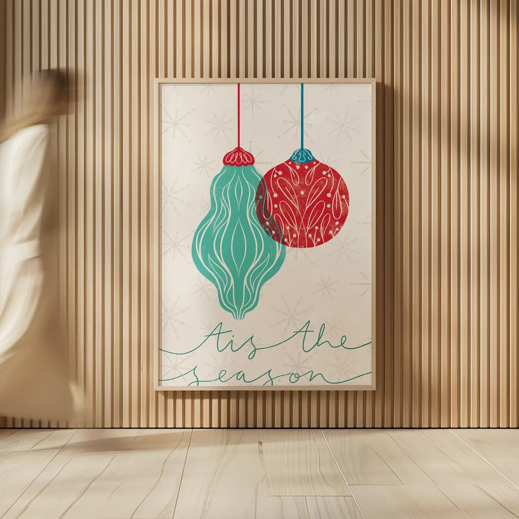 Retro Ornaments VII by Becky Thorns. shown as over sized large wall art. Available as an archival giclee rolled canvas, fine art paper, or poster print. SKU 74340h.