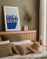 Rise and Grind by Becky Thorns. shown as a paper print in a natural frame. Available as a archival giclee rolled canvas, fine art paper, or poster print. SKU 56777h.