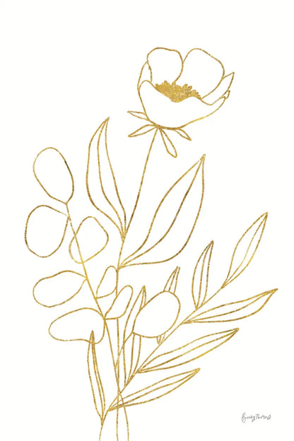 Rooted Florals IV Gold by Becky Thorns. SKU 69562h. Archival Giclee Fine art print for wall decor.