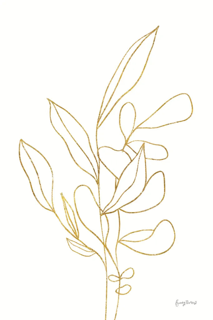 Rooted Florals V Gold by Becky Thorns. SKU 69563h. Archival Giclee Fine art print for wall decor.