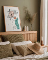 Rooted I by Becky Thorns. shown as a paper print in a natural frame. Available as a archival giclee rolled canvas, fine art paper, or poster print. SKU 63954h.
