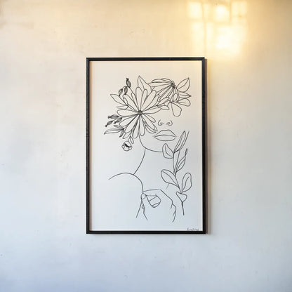 Rooted I BW by Becky Thorns. shown as a paper print in a black flame. Available as a archival giclee rolled canvas, fine art paper, or poster print. SKU 79096h.