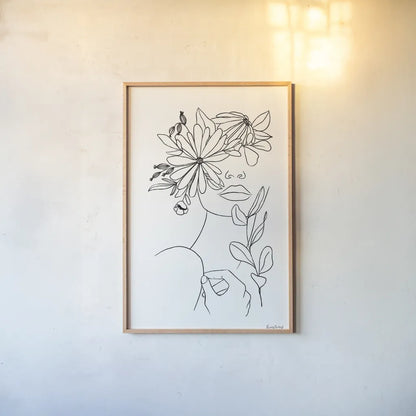 Rooted I BW by Becky Thorns. shown as a paper print in a natural frame. Available as a archival giclee rolled canvas, fine art paper, or poster print. SKU 79096h.