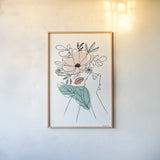 Rooted II by Becky Thorns. shown as a paper print in a natural frame. Available as a archival giclee rolled canvas, fine art paper, or poster print. SKU 63955h.