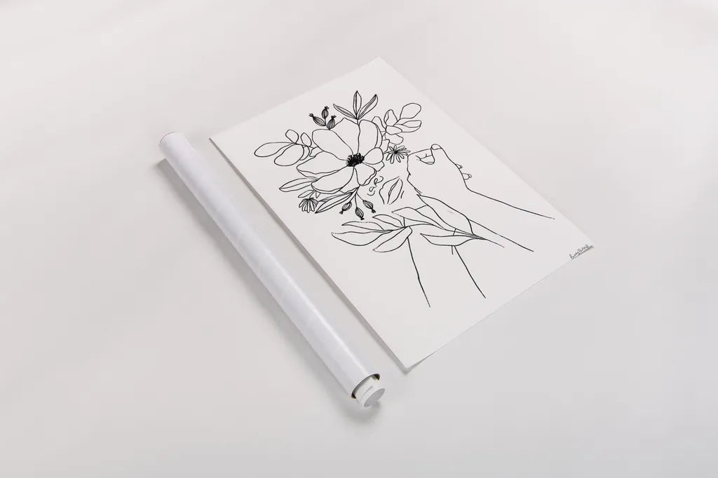 Rooted II BW by Becky Thorns. shown as a rolled paper print. Available as archival giclee rolled canvas, fine art paper, or poster print. SKU 79097h.