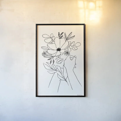 Rooted II BW by Becky Thorns. shown as a paper print in a black flame. Available as a archival giclee rolled canvas, fine art paper, or poster print. SKU 79097h.