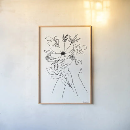 Rooted II BW by Becky Thorns. shown as a paper print in a natural frame. Available as a archival giclee rolled canvas, fine art paper, or poster print. SKU 79097h.