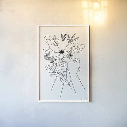 Rooted II BW by Becky Thorns. shown as a paper print in a white frame. Available as a archival giclee rolled canvas, fine art paper, or poster print. SKU 79097h.