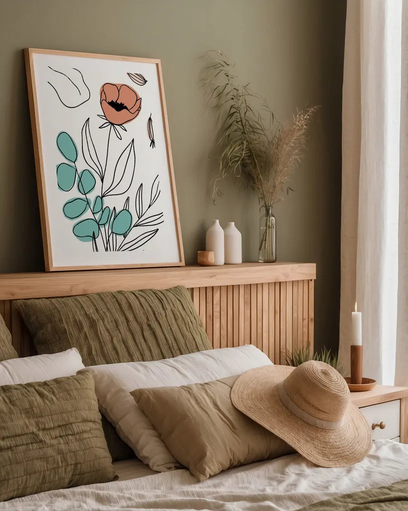 Rooted IV by Becky Thorns. shown as a paper print in a natural frame. Available as a archival giclee rolled canvas, fine art paper, or poster print. SKU 63957h.