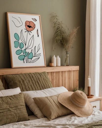 Rooted IV by Becky Thorns. shown as a paper print in a natural frame. Available as a archival giclee rolled canvas, fine art paper, or poster print. SKU 63957h.