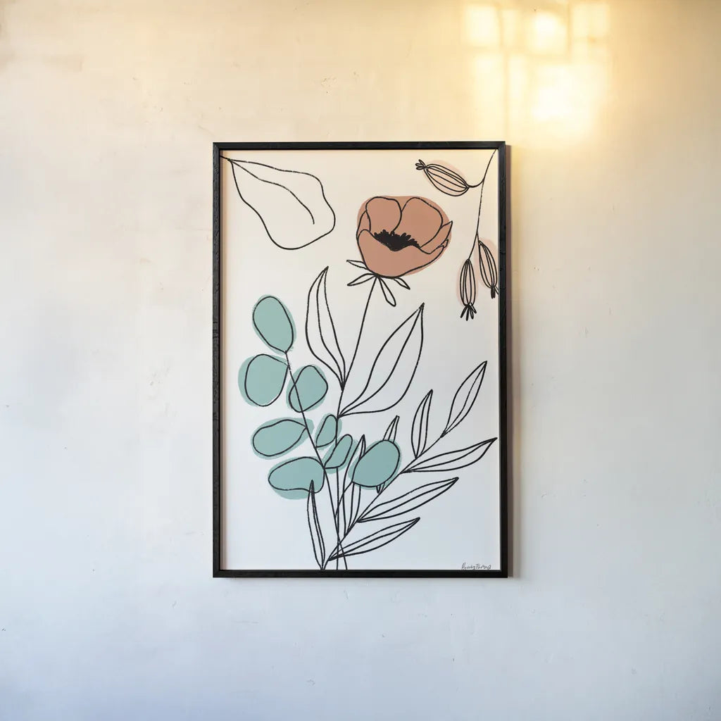 Rooted IV by Becky Thorns. shown as a paper print in a black flame. Available as a archival giclee rolled canvas, fine art paper, or poster print. SKU 63957h.