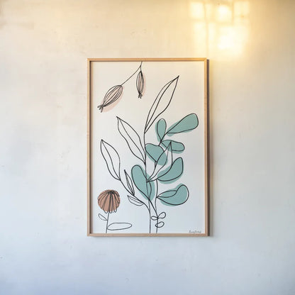 Rooted V by Becky Thorns. shown as a paper print in a natural frame. Available as a archival giclee rolled canvas, fine art paper, or poster print. SKU 63958h.