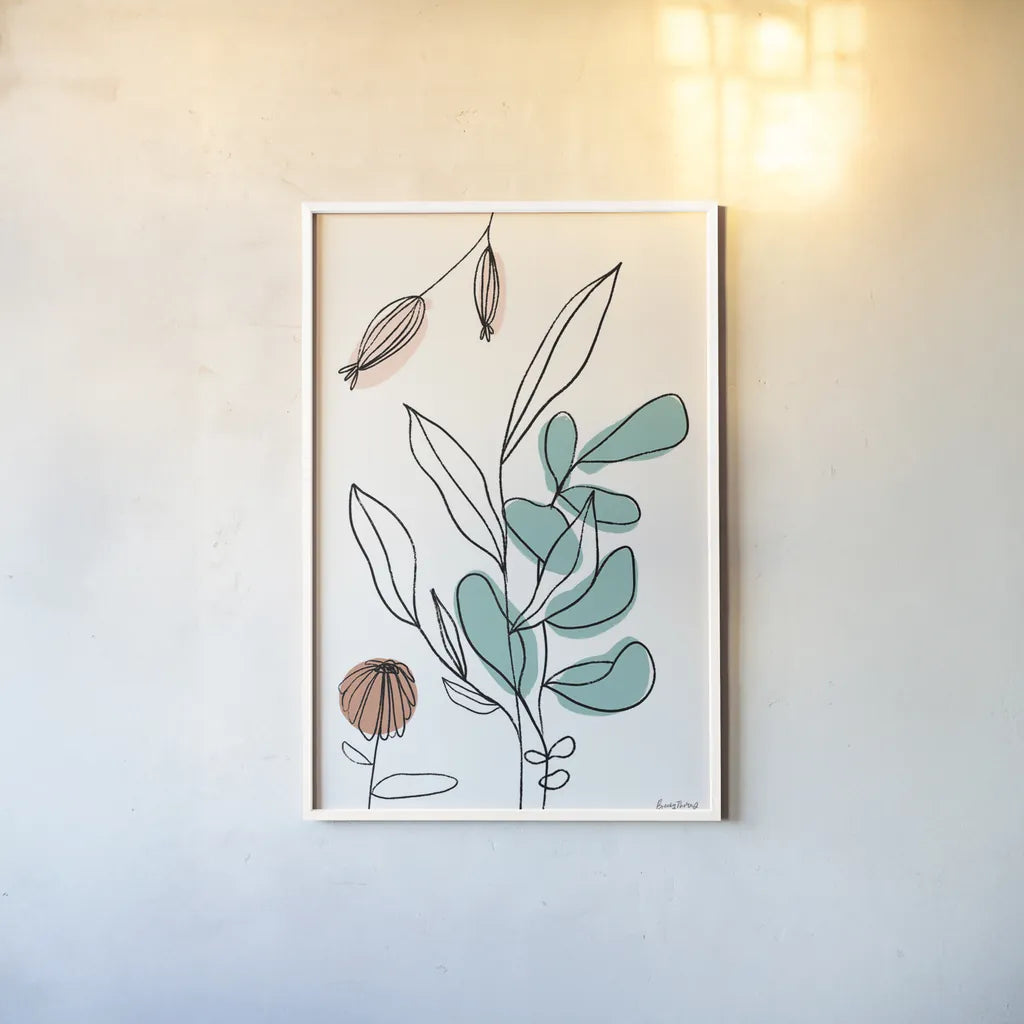 Rooted V by Becky Thorns. shown as a paper print in a white frame. Available as a archival giclee rolled canvas, fine art paper, or poster print. SKU 63958h.