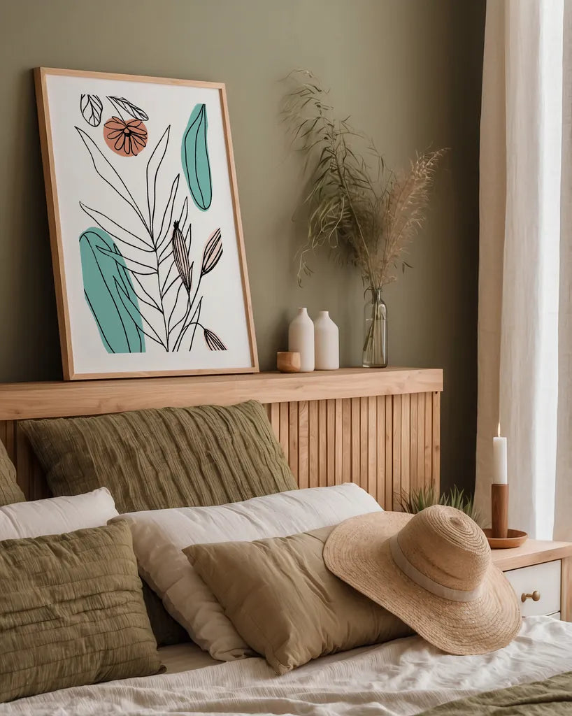 Rooted VI by Becky Thorns. shown as a paper print in a natural frame. Available as a archival giclee rolled canvas, fine art paper, or poster print. SKU 63959h.