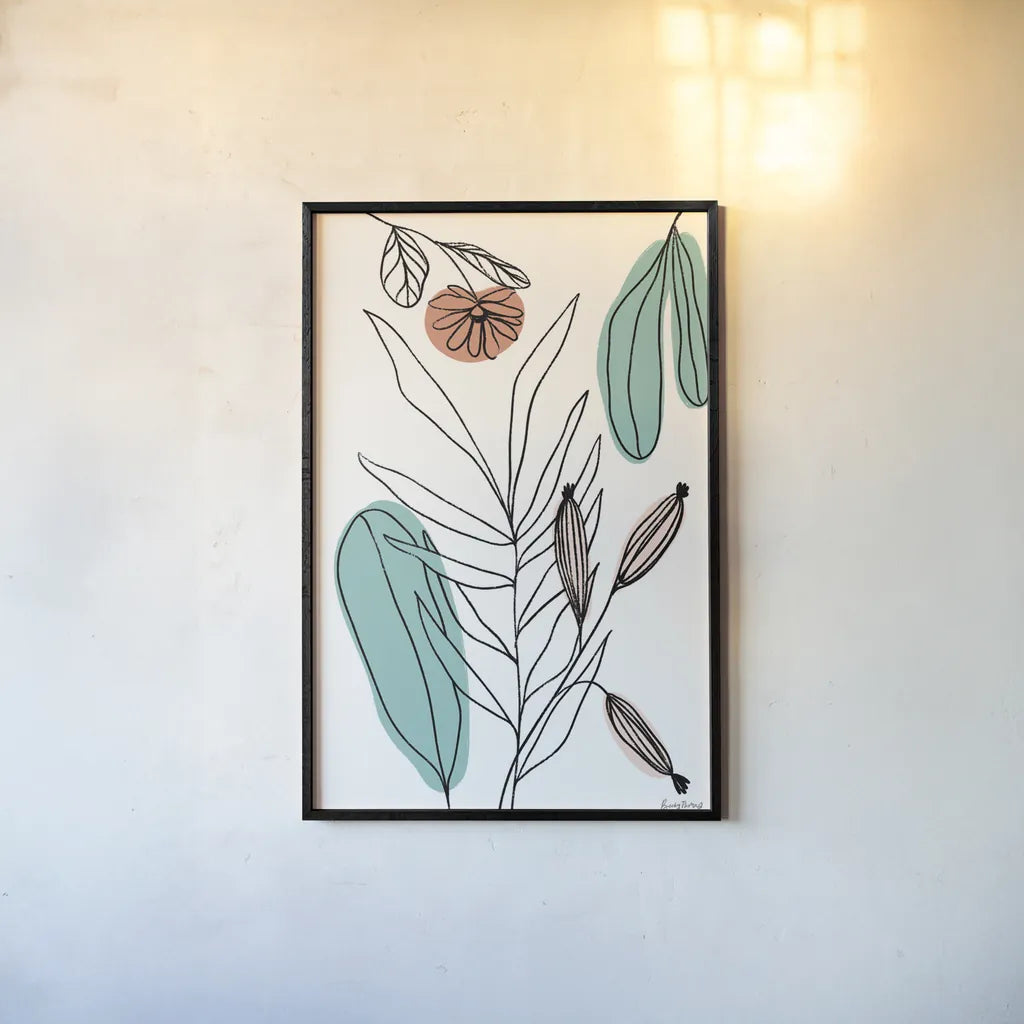 Rooted VI by Becky Thorns. shown as a paper print in a black flame. Available as a archival giclee rolled canvas, fine art paper, or poster print. SKU 63959h.