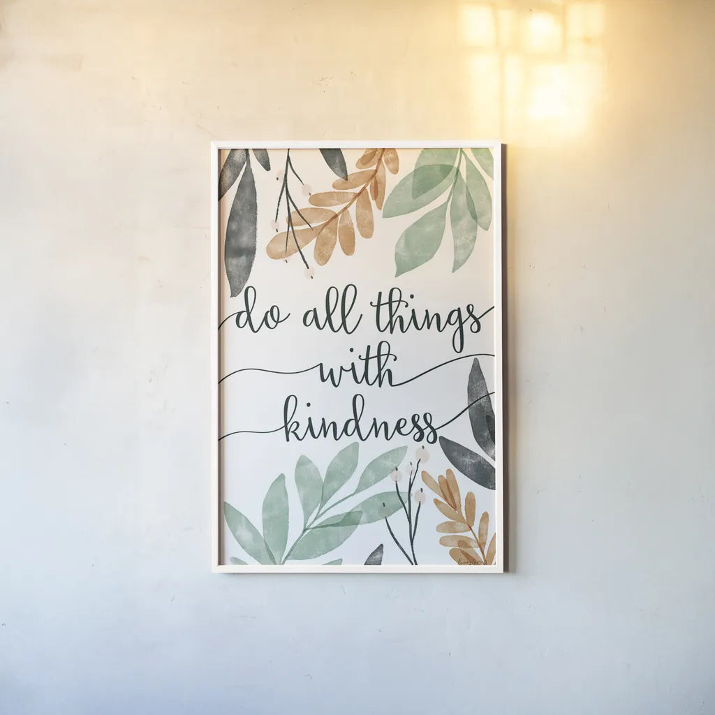 Sage Sayings IV by Becky Thorns. shown as a paper print in a white frame. Available as a archival giclee rolled canvas, fine art paper, or poster print. SKU 68251h.