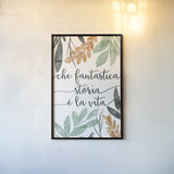 Sage Sayings IV Italian by Becky Thorns. shown as a paper print in a black flame. Available as a archival giclee rolled canvas, fine art paper, or poster print. SKU 71843h.