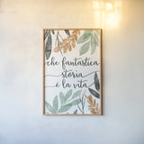 Sage Sayings IV Italian by Becky Thorns. shown as a paper print in a natural frame. Available as a archival giclee rolled canvas, fine art paper, or poster print. SKU 71843h.