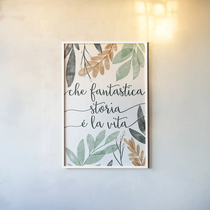 Sage Sayings IV Italian by Becky Thorns. shown as a paper print in a white frame. Available as a archival giclee rolled canvas, fine art paper, or poster print. SKU 71843h.