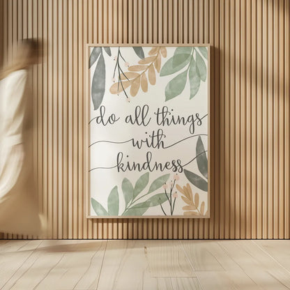 Sage Sayings IV Neutral by Becky Thorns. shown as over sized large wall art. Available as an archival giclee rolled canvas, fine art paper, or poster print. SKU 68428h.