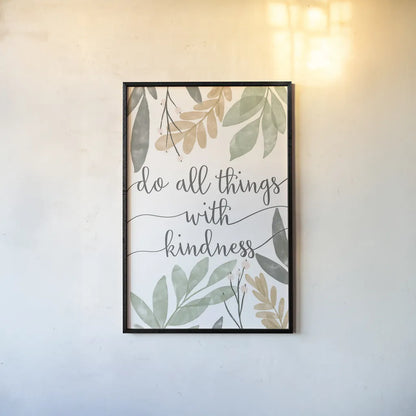 Sage Sayings IV Neutral by Becky Thorns. shown as a paper print in a black flame. Available as a archival giclee rolled canvas, fine art paper, or poster print. SKU 68428h.