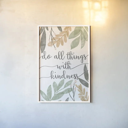 Sage Sayings IV Neutral by Becky Thorns. shown as a paper print in a white frame. Available as a archival giclee rolled canvas, fine art paper, or poster print. SKU 68428h.