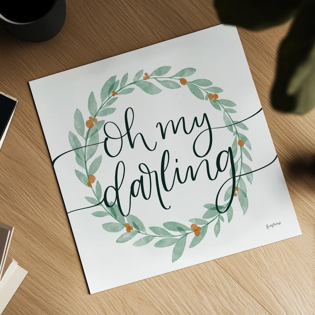 Sage Sayings Wreath I by Becky Thorns. Shown as a detailed flat fine art print, highlighting archival giclee quality. Available as an archival giclee rolled canvas, fine art paper, or poster print. SKU 66460a.