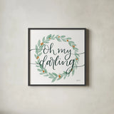 Sage Sayings Wreath I by Becky Thorns. Shown in a sleek black glass frame for a contemporary gallery look. Available as an archival giclee rolled canvas, fine art paper, or poster print. SKU 66460a.