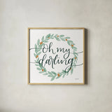 Sage Sayings Wreath I by Becky Thorns. Shown in a natural wood glass frame for a timeless modern aesthetic. Available as an archival giclee rolled canvas, fine art paper, or poster print. SKU 66460a.
