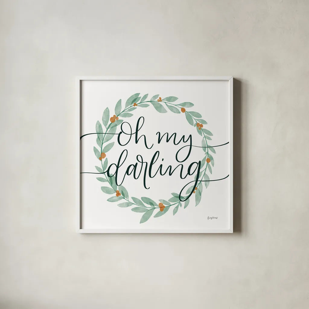 Sage Sayings Wreath I by Becky Thorns. Shown in a crisp white glass frame for a clean and minimalist style. Available as an archival giclee rolled canvas, fine art paper, or poster print. SKU 66460a.