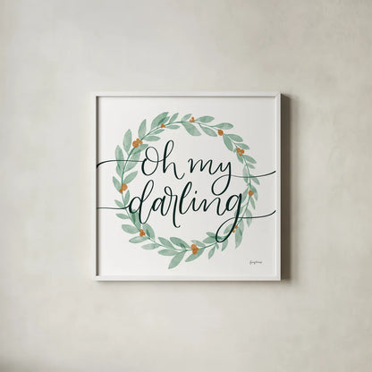 Sage Sayings Wreath I by Becky Thorns. Shown in a crisp white glass frame for a clean and minimalist style. Available as an archival giclee rolled canvas, fine art paper, or poster print. SKU 66460a.