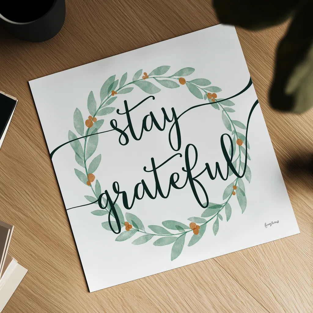 Sage Sayings Wreath III by Becky Thorns. Shown as a detailed flat fine art print, highlighting archival giclee quality. Available as an archival giclee rolled canvas, fine art paper, or poster print. SKU 68252a.