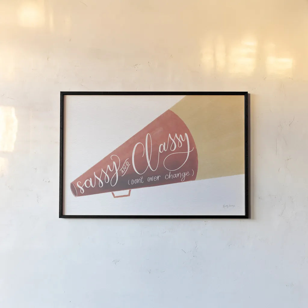 Sassy and Classy by Becky Thorns. shown as a paper print in a black flame. Available as a archival giclee rolled canvas, fine art paper, or poster print. SKU 61414i.