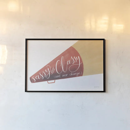 Sassy and Classy by Becky Thorns. shown as a paper print in a black flame. Available as a archival giclee rolled canvas, fine art paper, or poster print. SKU 61414i.