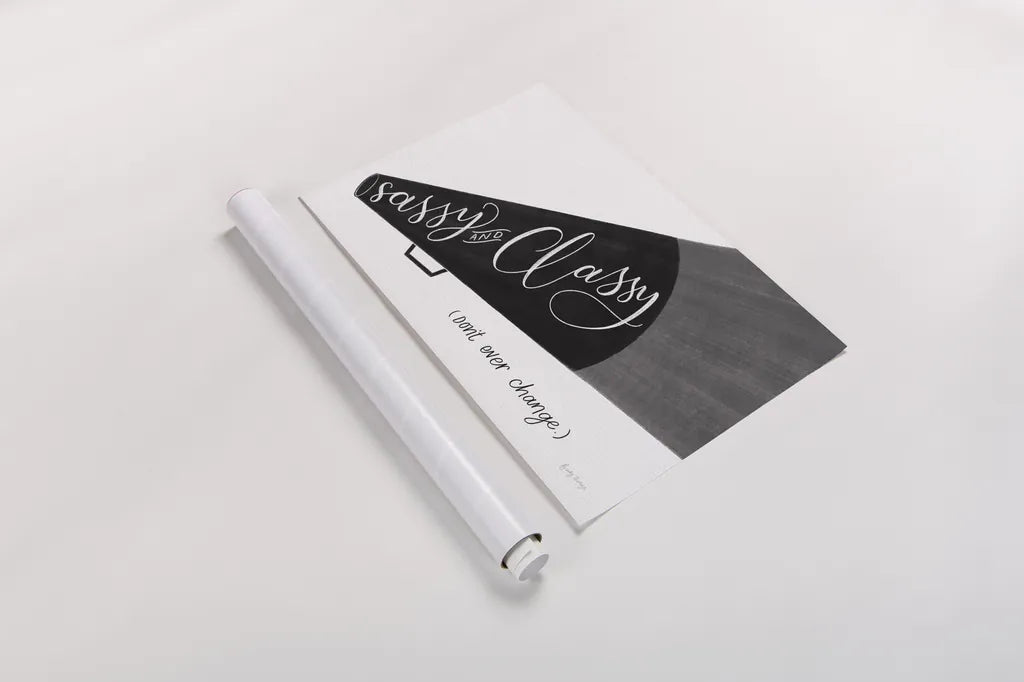 Sassy and Classy BW by Becky Thorns. shown as a rolled paper print. Available as archival giclee rolled canvas, fine art paper, or poster print. SKU 61415i.