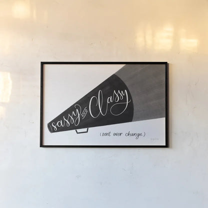 Sassy and Classy BW by Becky Thorns. shown as a paper print in a black flame. Available as a archival giclee rolled canvas, fine art paper, or poster print. SKU 61415i.