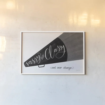 Sassy and Classy BW by Becky Thorns. shown as a paper print in a white frame. Available as a archival giclee rolled canvas, fine art paper, or poster print. SKU 61415i.