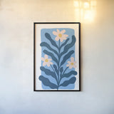 Scandi Flowers I by Becky Thorns. shown as a paper print in a black flame. Available as a archival giclee rolled canvas, fine art paper, or poster print. SKU 96666h.