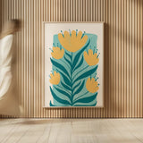 Scandi Flowers II by Becky Thorns. shown as over sized large wall art. Available as an archival giclee rolled canvas, fine art paper, or poster print. SKU 96667h.