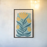 Scandi Flowers II by Becky Thorns. shown as a paper print in a black flame. Available as a archival giclee rolled canvas, fine art paper, or poster print. SKU 96667h.
