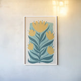 Scandi Flowers II by Becky Thorns. shown as a paper print in a white frame. Available as a archival giclee rolled canvas, fine art paper, or poster print. SKU 96667h.