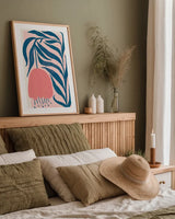Scandi Flowers III by Becky Thorns. shown as a paper print in a natural frame. Available as a archival giclee rolled canvas, fine art paper, or poster print. SKU 96668h.
