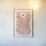 Scandi Flowers IV by Becky Thorns. shown as a paper print in a natural frame. Available as a archival giclee rolled canvas, fine art paper, or poster print. SKU 96669h.