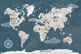 ScandiMap I Blue by Becky Thorns. SKU 64484i. Archival Giclee Fine art print for wall decor.
