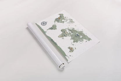 ScandiMap I White by Becky Thorns. shown as a rolled paper print. Available as archival giclee rolled canvas, fine art paper, or poster print. SKU 64485i.